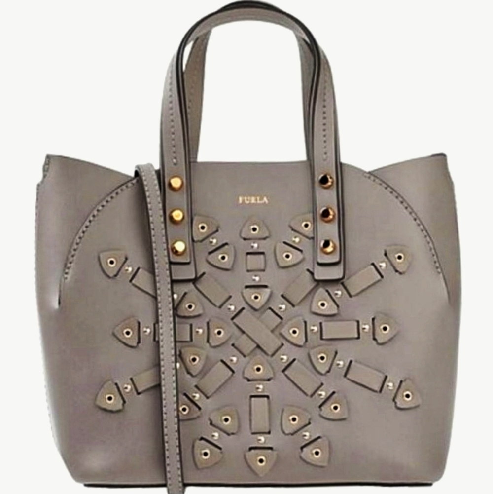 FURLA Auroraa Gray Laser Cut Small Top Handle/Shoulder Bag